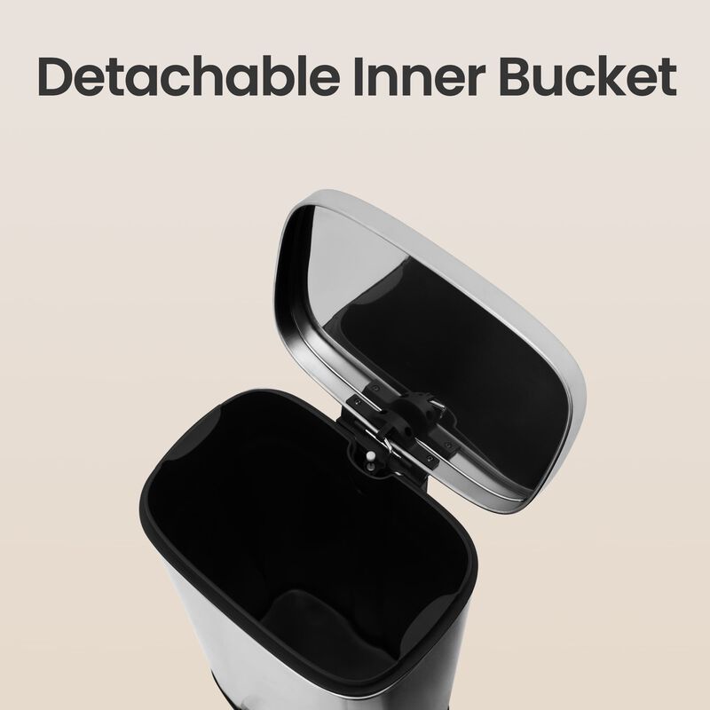Kitchen Step Trash Can Stainless Steel with Foot Pedal Lid image number 5