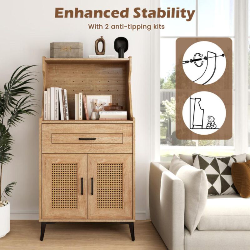 Hivvago Coffee Bar Cabinet with Pegboard Storage Drawer and Adjustable Shelf