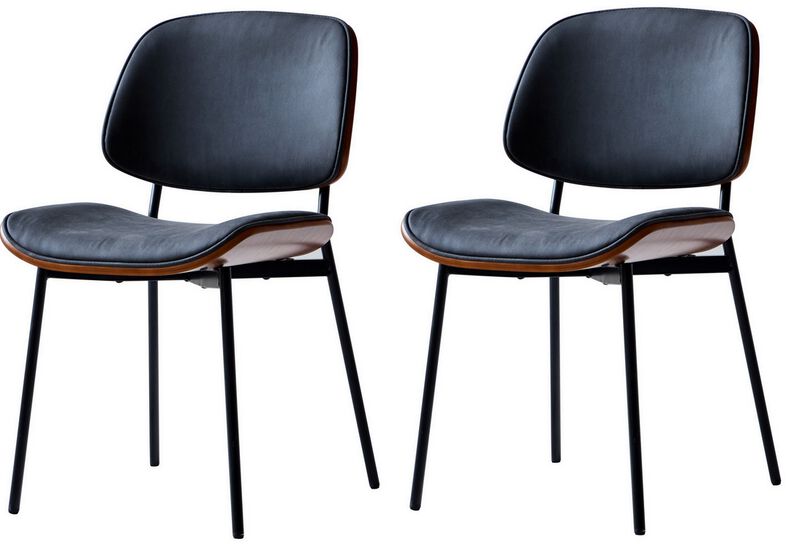 Set of 2 Industrial Metal Wood Dining Chairs