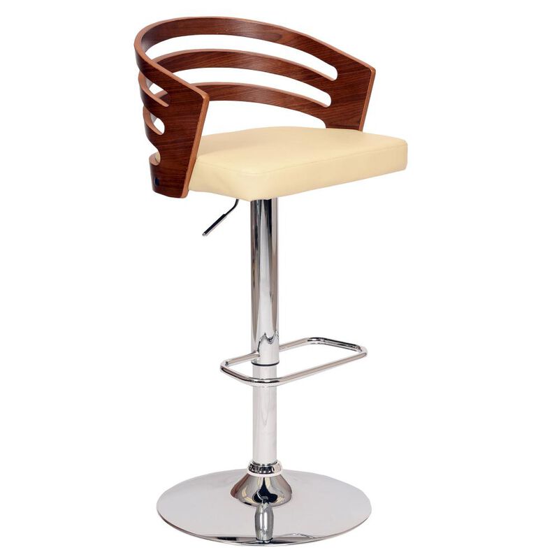 Hivvago 25 Inch Cream And Silver Iron Swivel Low Back Adjustable Height Bar Chair