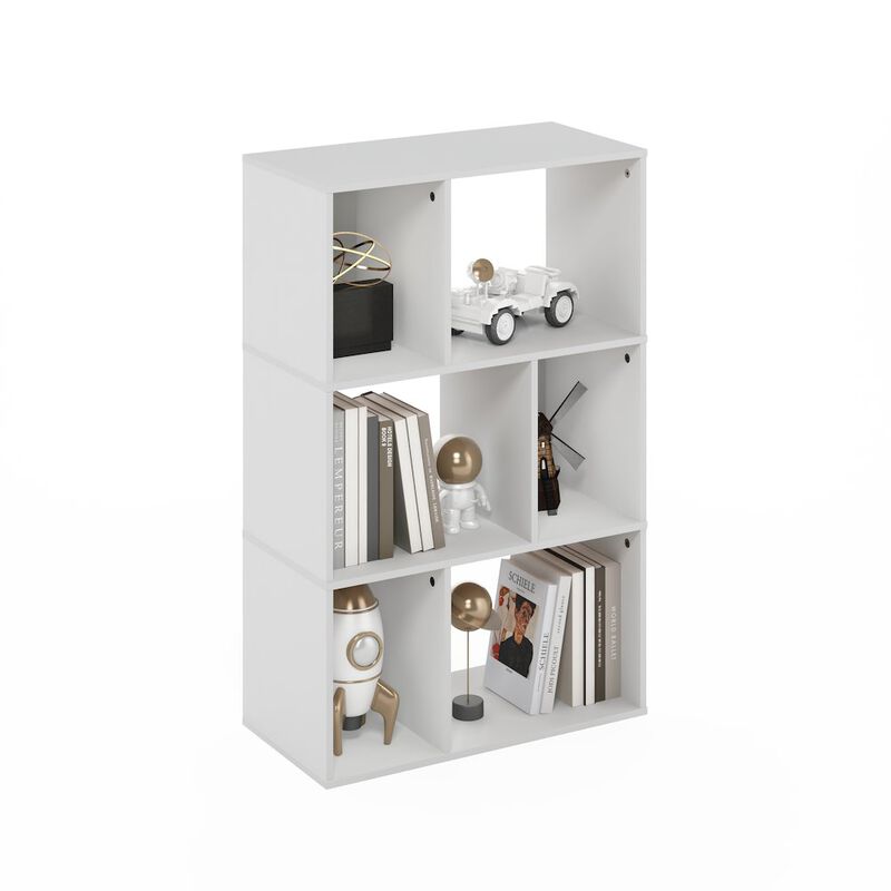 Daly 6-Cube Irregular Cubes Bookcase, Bookshelf, Storage Organizer, White