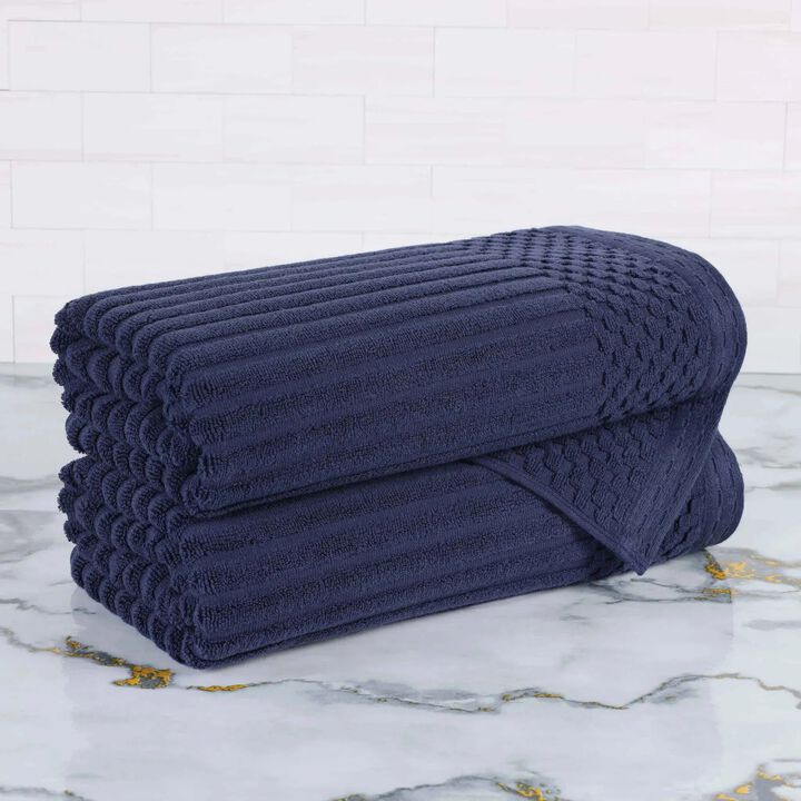 2-Piece Cotton Ribbed Bath Towel Set &ndash; Plush and Quick-Dry