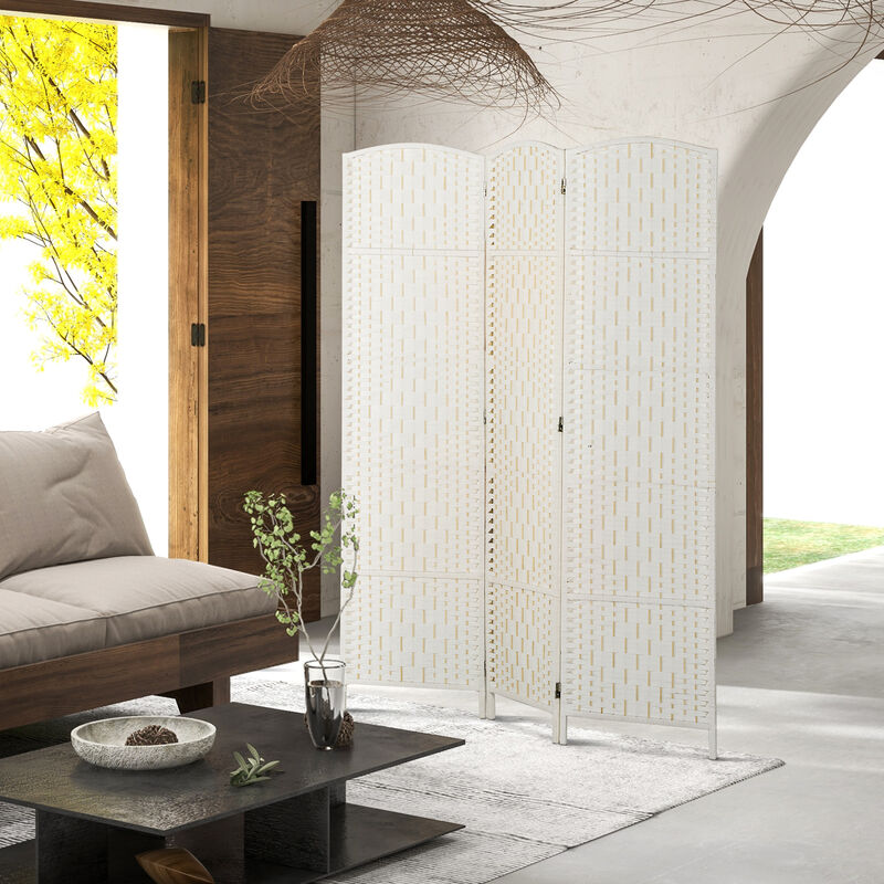 Hivvago Folding Room Divider with 3 Panels and Woven Design image number 6