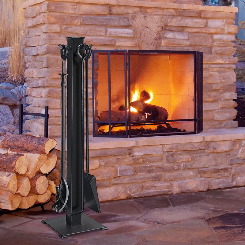 Stylish 5 Piece Fireplace Tool Set For Storage Of Fire Tools image number 1
