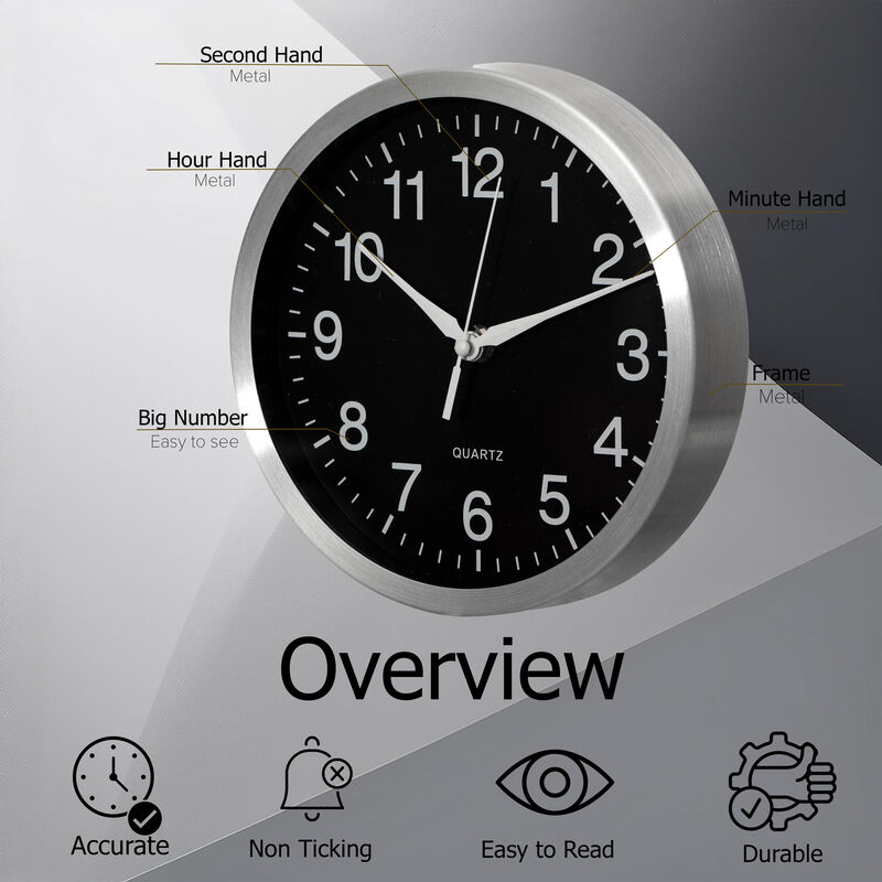 Clockswise 14-in Round Quartz Wall Clock Non-Ticking