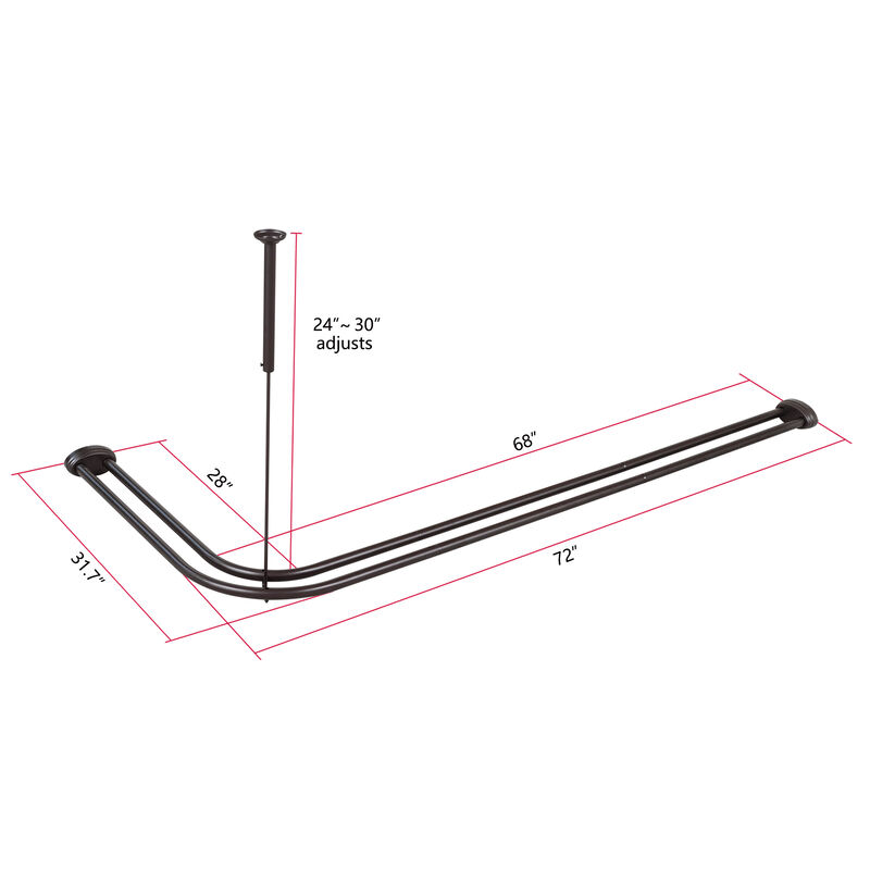 Rustproof Aluminum Double L-Shaped Shower Curtain Rod image number 5