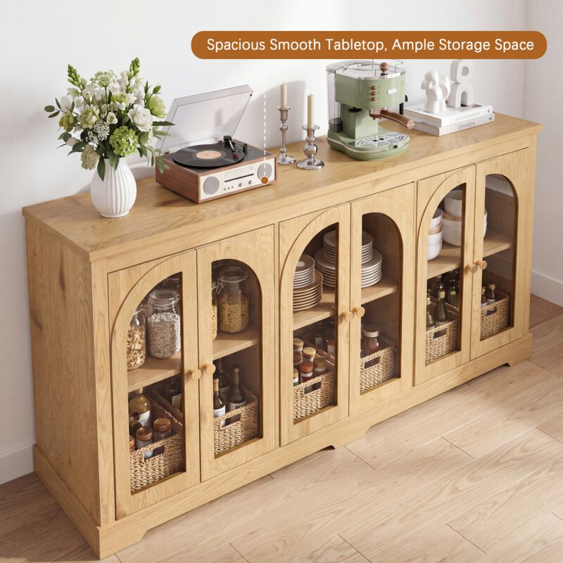 Fulbes  Farmhouse Arched Glass Door Sideboard Cabinet image number 4