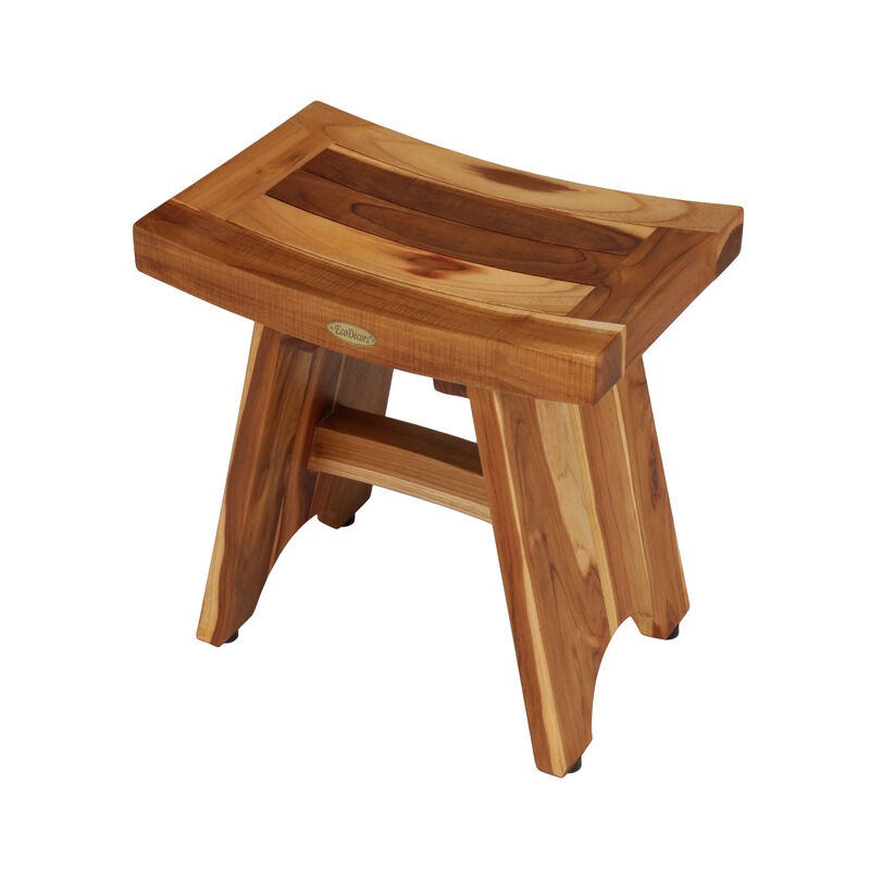 EcoDecors 18 Inch Serenity Waterproof Teak Wood Shower Bench