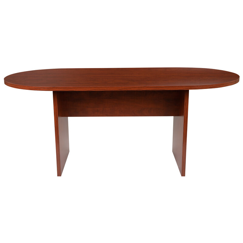 Flash Furniture 6 Foot (72 inch) Oval Conference Table in Rustic Gray image number 8