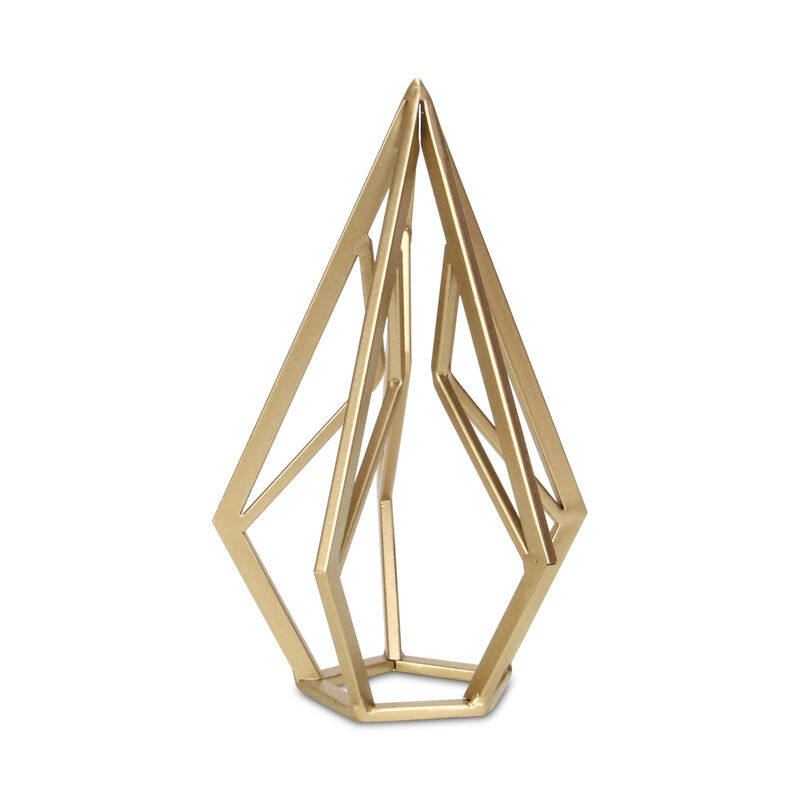 HomeRoots 10" Gold Metal Open Geometric Tabletop Sculpture image number 2