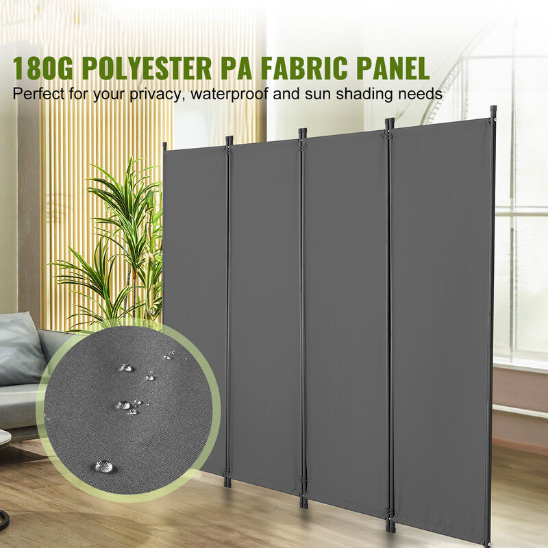 Folding Privacy Screen with 4 Fabric Panels for Bedroom, Study, or Living Room