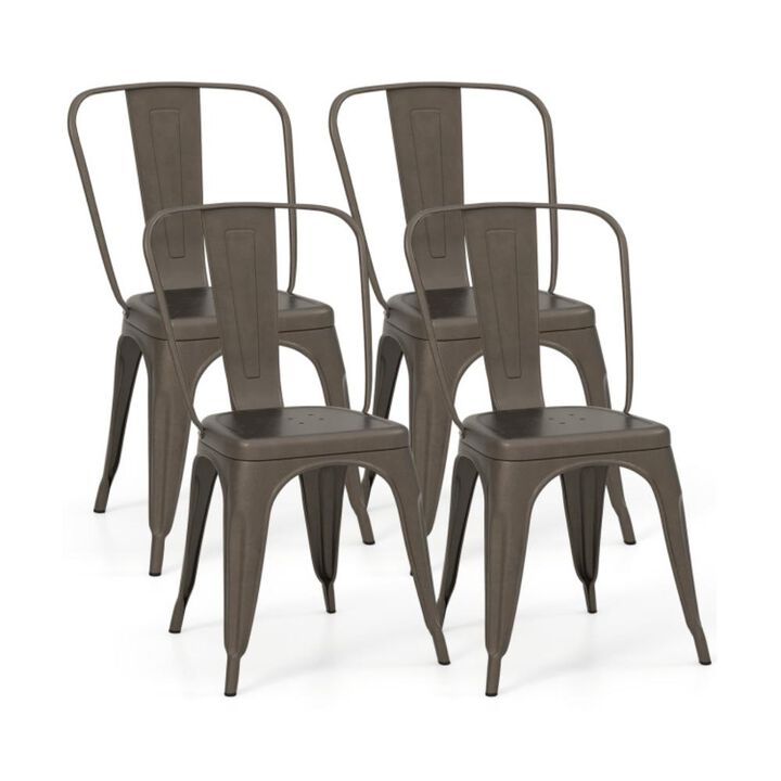 Hivvago Set of 4 Metal Dining Chair with Stackable Design