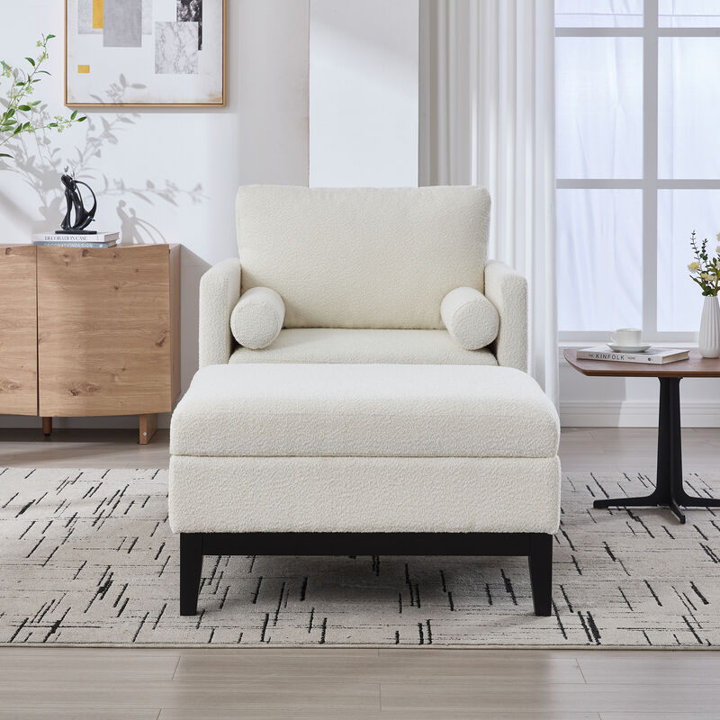 Merax Boucle Accent Chair with Matching Storage Ottoman