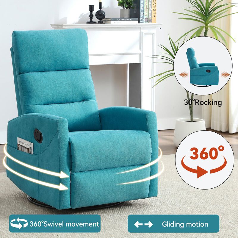Manual Recliner Chair with Rocker and Swivel in Fabric for Living Room image number 3