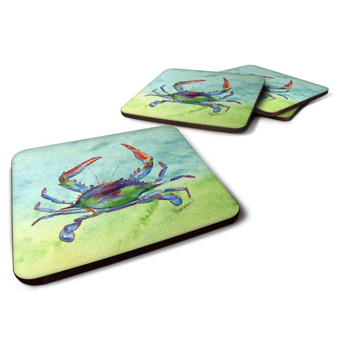 Caroline's Treasures 8550FC Crab Foam Coasters (Set of 4), 3.5 H x 3.5 W, Multicolor