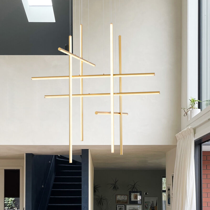 8 - Light Modern Chandelier Long Hanging Pendant for High Ceiling image number 2