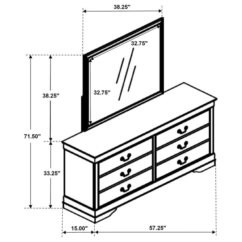 Coaster Co. of America Louis Philippe 6-drawer Dresser and Mirror White image number 1