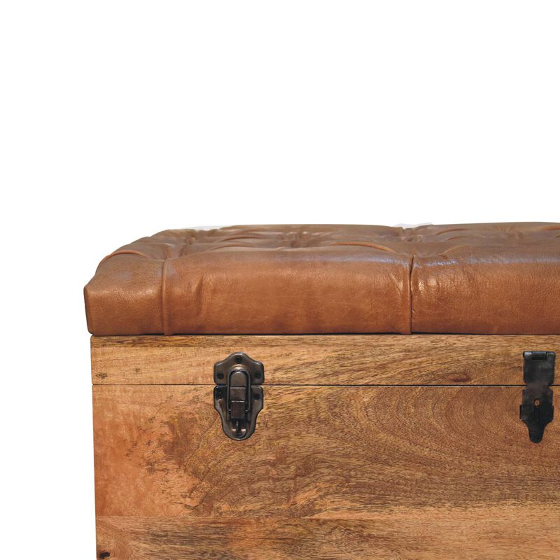 Artisan Furniture Buffalo Hide Oak-ish Storage Trunk
