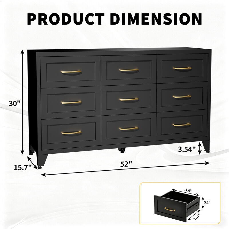 Kankes 9 Drawer Metal Dresser image number 2