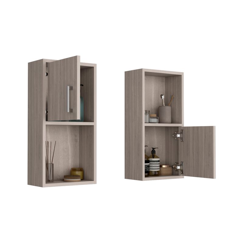 Oba 2-Pc Wall-Mounted Bathroom Medicine Cabinet with Open and Closed Storage