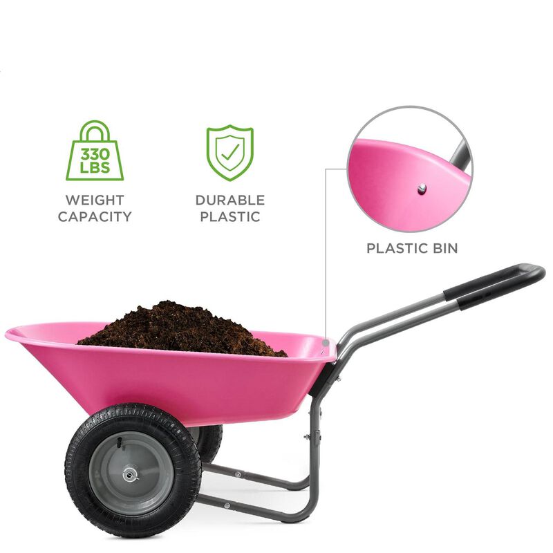 Heavy Duty 2-Wheel Multipurpose Rust Proof Wheelbarrow