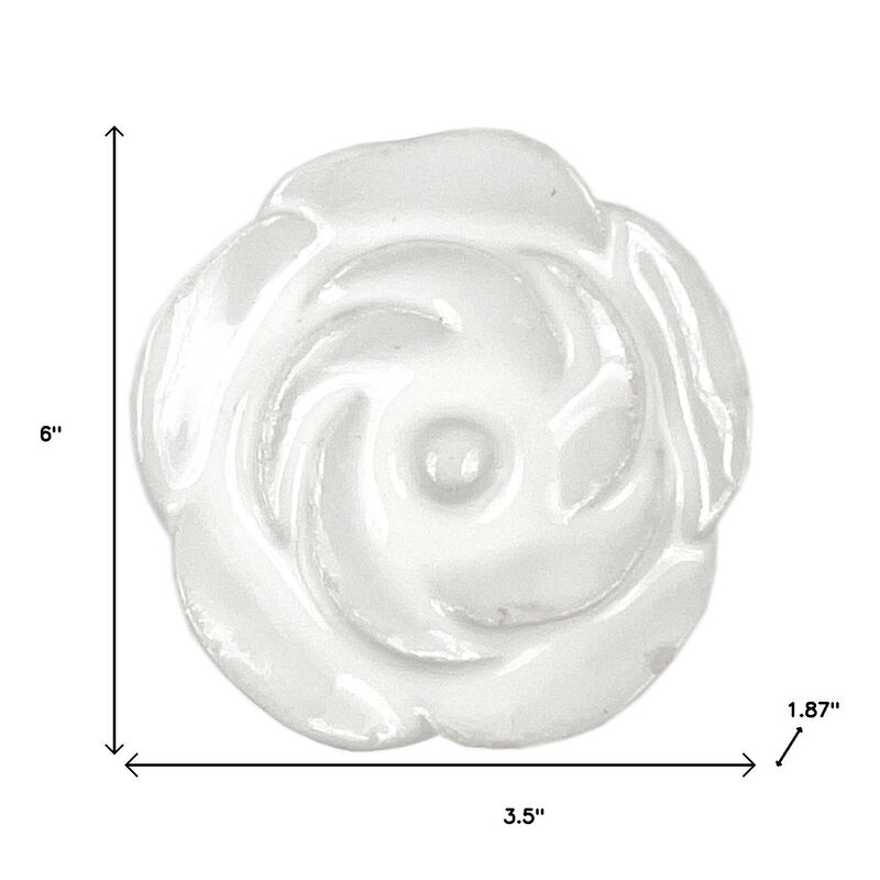 HomeRoots Set of Six White Ceramic Flower Shape Drawer Pull Knobs image number 5