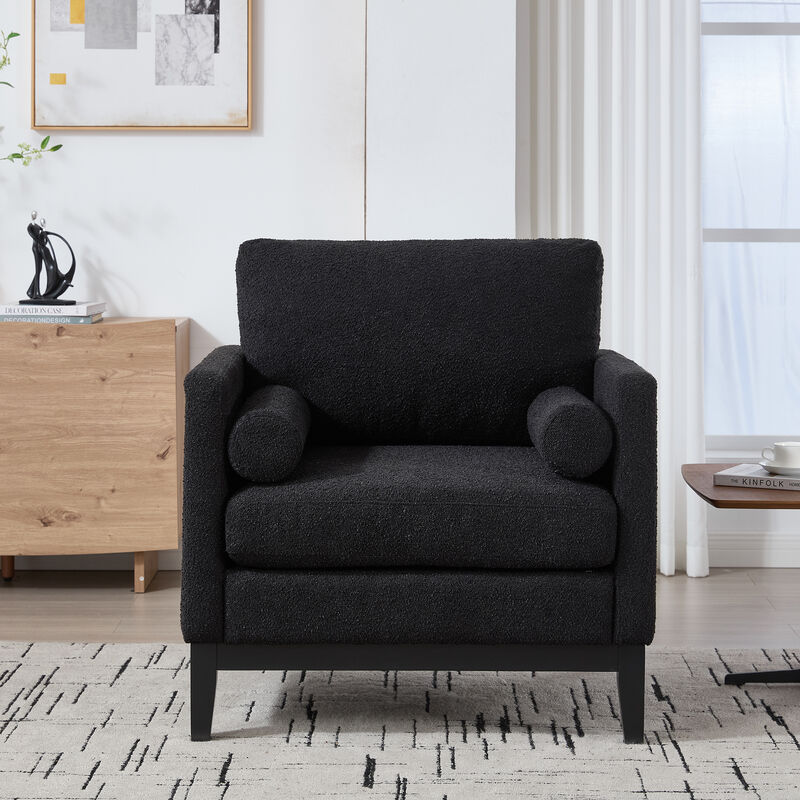 Merax Boucle Fabric Accent Chair with Pocket Springs