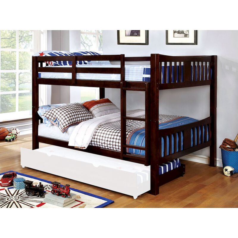 Wooden Full Over Full Bunk Bed in Dark Walnut image number 3