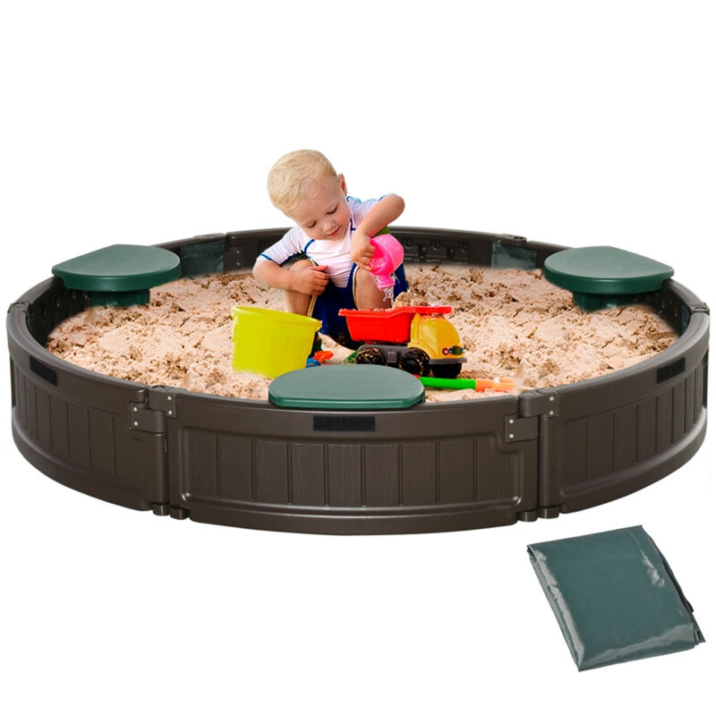 Outdoor Wooden Sandbox with Cover Sand Play Box for Toddlers & Kids' Backyard Fun