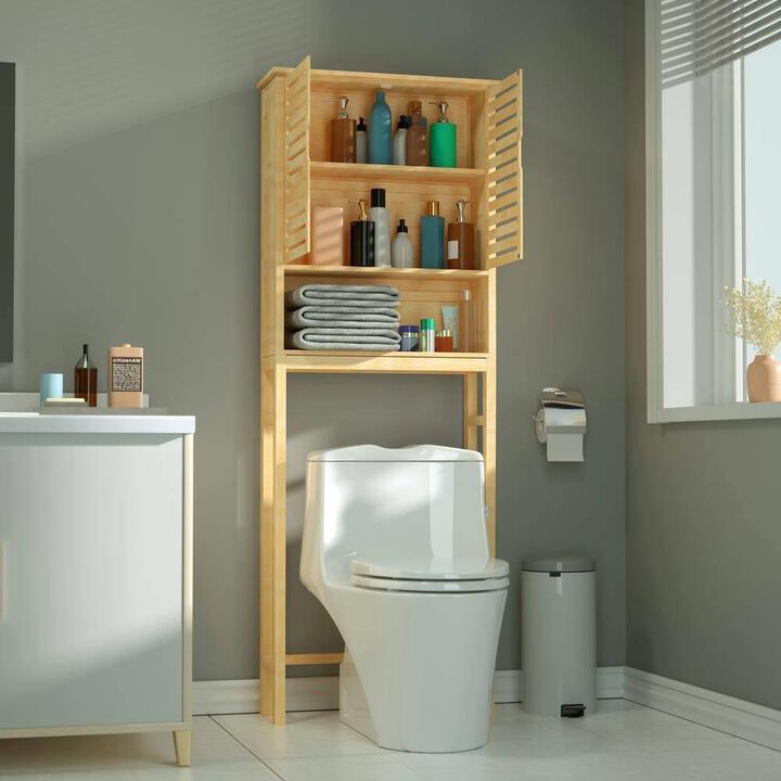 Hivvago Over the Toilet Bathroom Storage Cabinet Shelving Unit in White Wood Finish