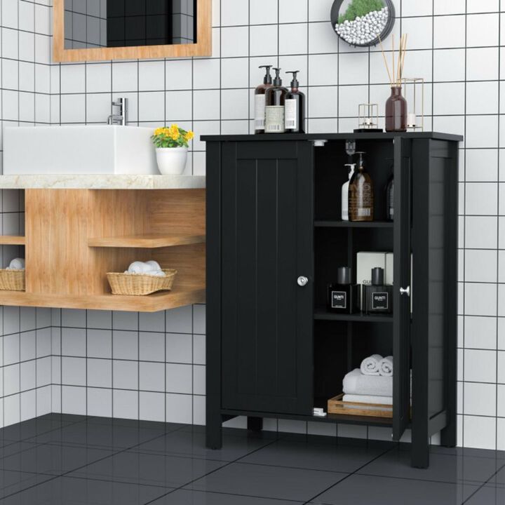 Hivvago 2-Door Bathroom Floor Storage Cabinet with Adjustable Shelf