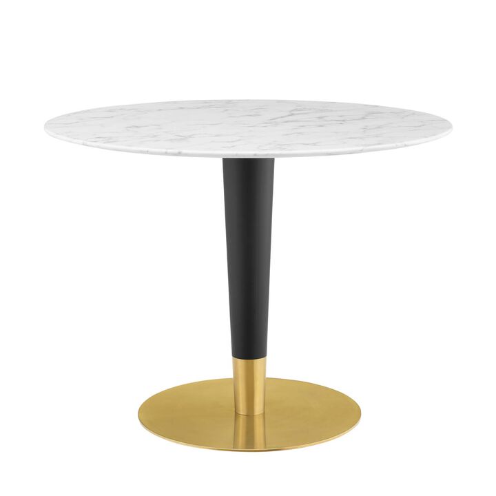Modway - Zinque 40" Artificial Marble Dining Table Gold White