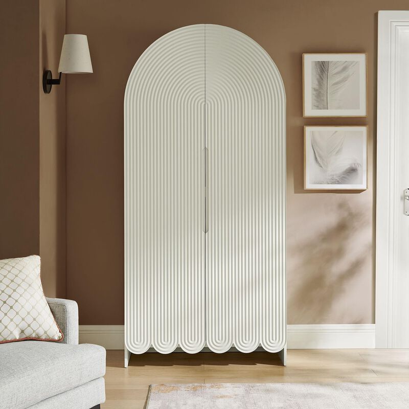 Dahlia 78 Inch Fluted and Scalloped Arched Storage Cabinet image number 2