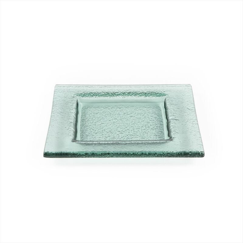 Turgla Fusion Glass 6" x 6" Square Transparent Green Glass Plate (Set of 4) image number 3