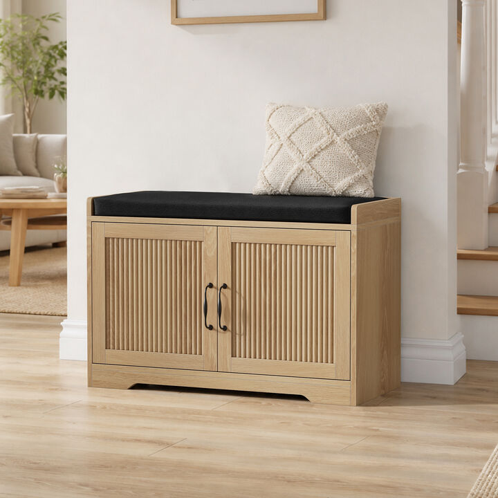 Dempal entryway shoe storage bench