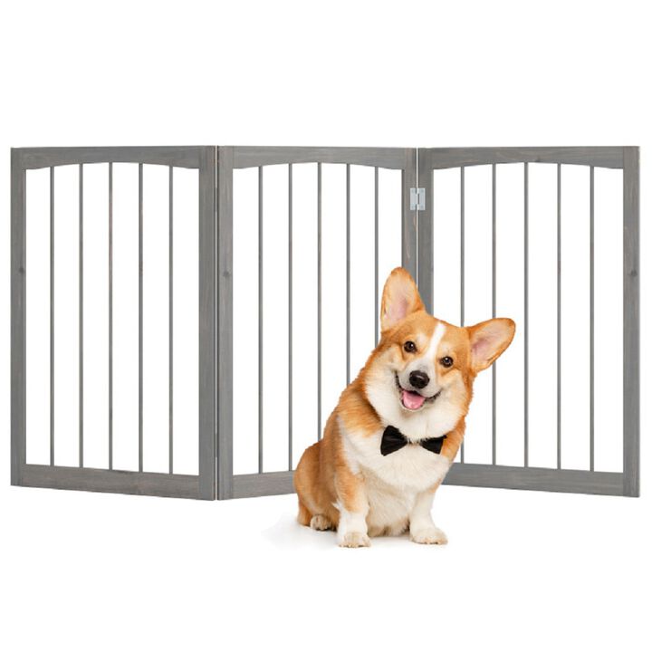 Tall Freestanding Pet Gate &ndash; Wooden Indoor Divider for Cats and Small Dogs
