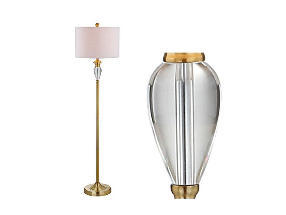 Evelyn 60" Crystal / Metal LED Floor Lamp, Brass Gold/Clear
