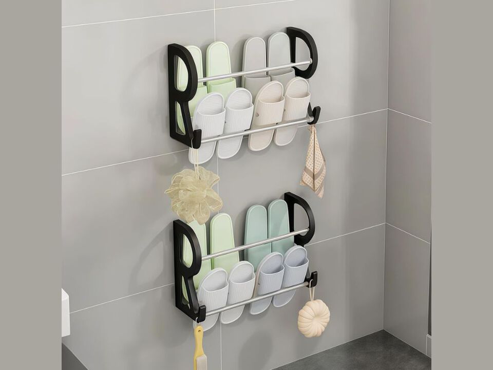 Stainless Steel Shoe Rack Simple Storage Device Wall Mounted