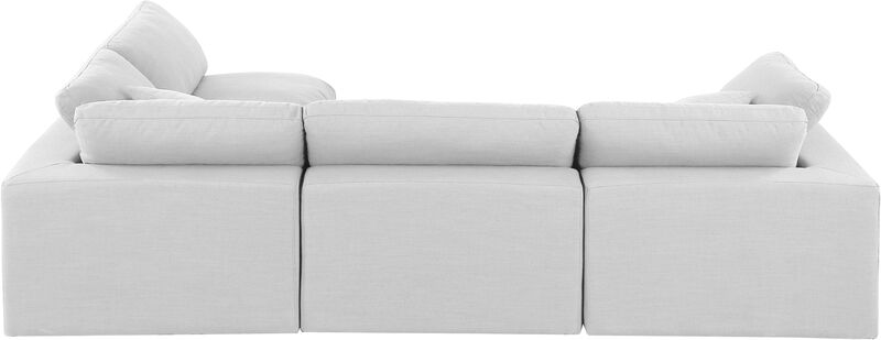Meridian Furniture Comfy White Linen Textured Fabric Modular Sectional