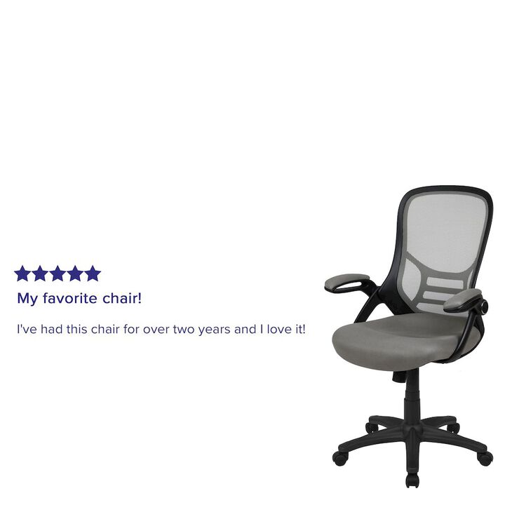 Flash Furniture High Back Red Mesh Swivel Office Chair with Black Frame and Flip-up Arms