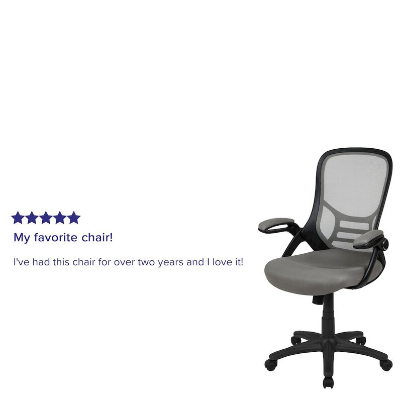 Flash Furniture High Back Red Mesh Swivel Office Chair with Black Frame and Flip-up Arms image number 1