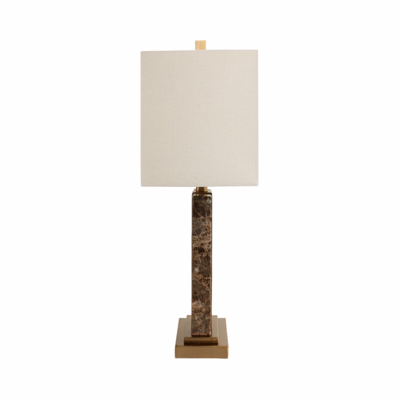 26x16" Rectangle Marble Lamp W/ Antique Brass, Bro image number 3