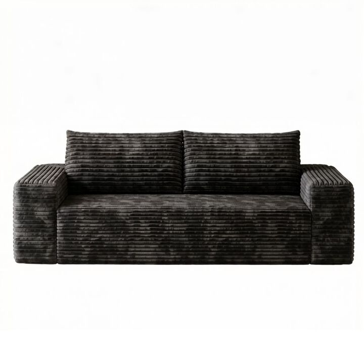 GOODSILO Contemporary 3-Seater Fabric Sofa with Deep Seat Cushions and Ergonomic Support for Living Room Comfort