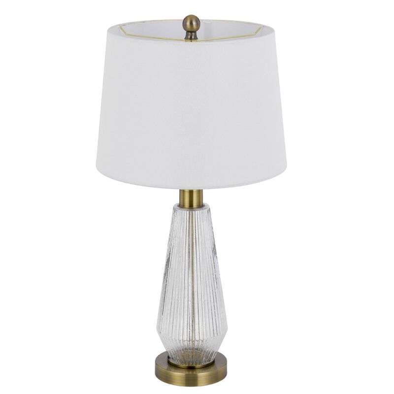 Table Lamp Set of 2, Fluted Glass Base, Antique Brass, Off White Shade image number 4