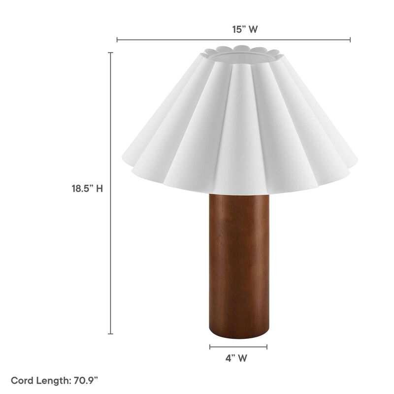 Modway Flora Table Lamp with Pleated Petal Lampshade in Walnut image number 3