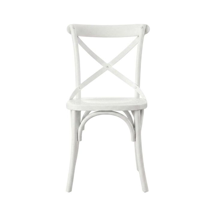 Solid Wood Dining Side Chair with Cushioned Seat for Dining Room, White