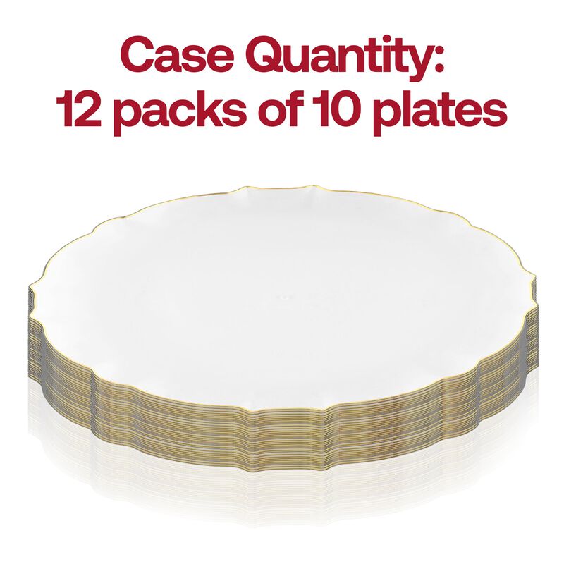 7.5" Clear with Gold Rim Round Lotus Plastic Salad Plates (120 Plates) image number 3