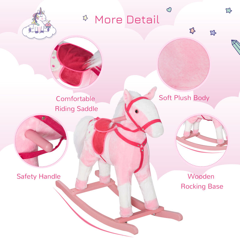 BreeBe Kids Plush Rocking Horse with Realistic Sounds image number 6