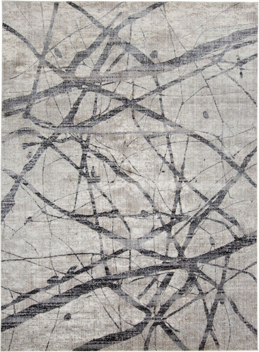 4 X 6 Taupe gray And Ivory Abstract Stain Resistant Area Rug
