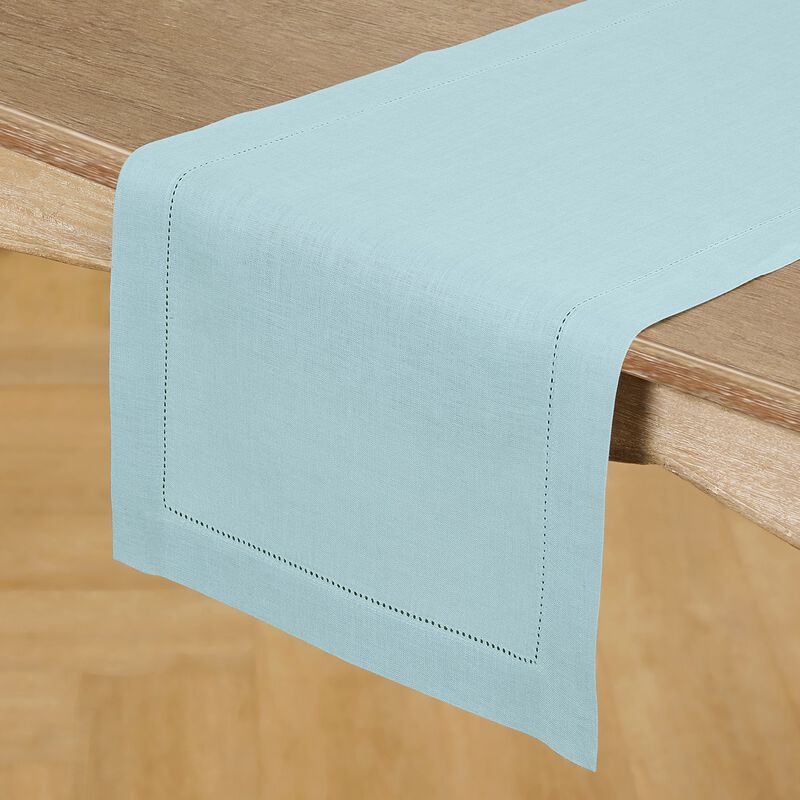 Solino Home Classic Hemstitch 100% Linen Table Runner &ndash; Handcrafted, Machine Washable, Perfect for Holiday and Everyday Dining